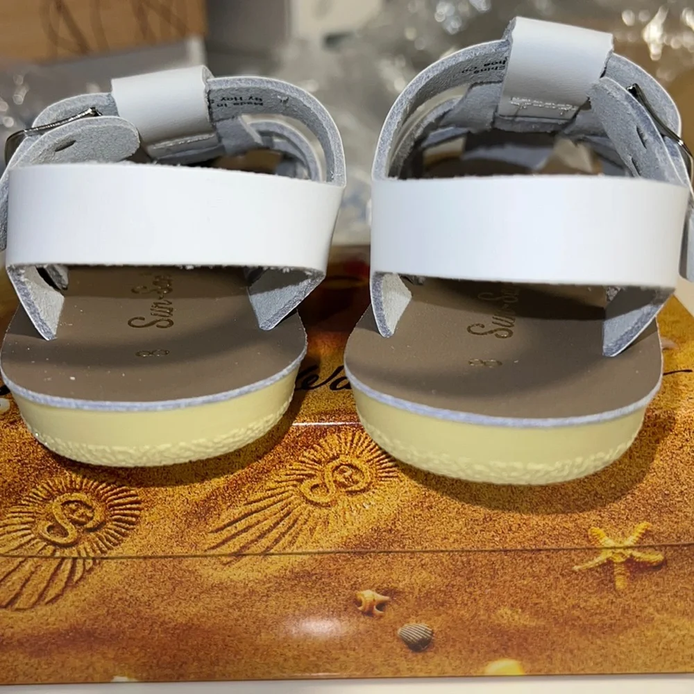AUTH NIB Salt Water Sandal by Hoy Shoes Sun-San - Sailors WHITE